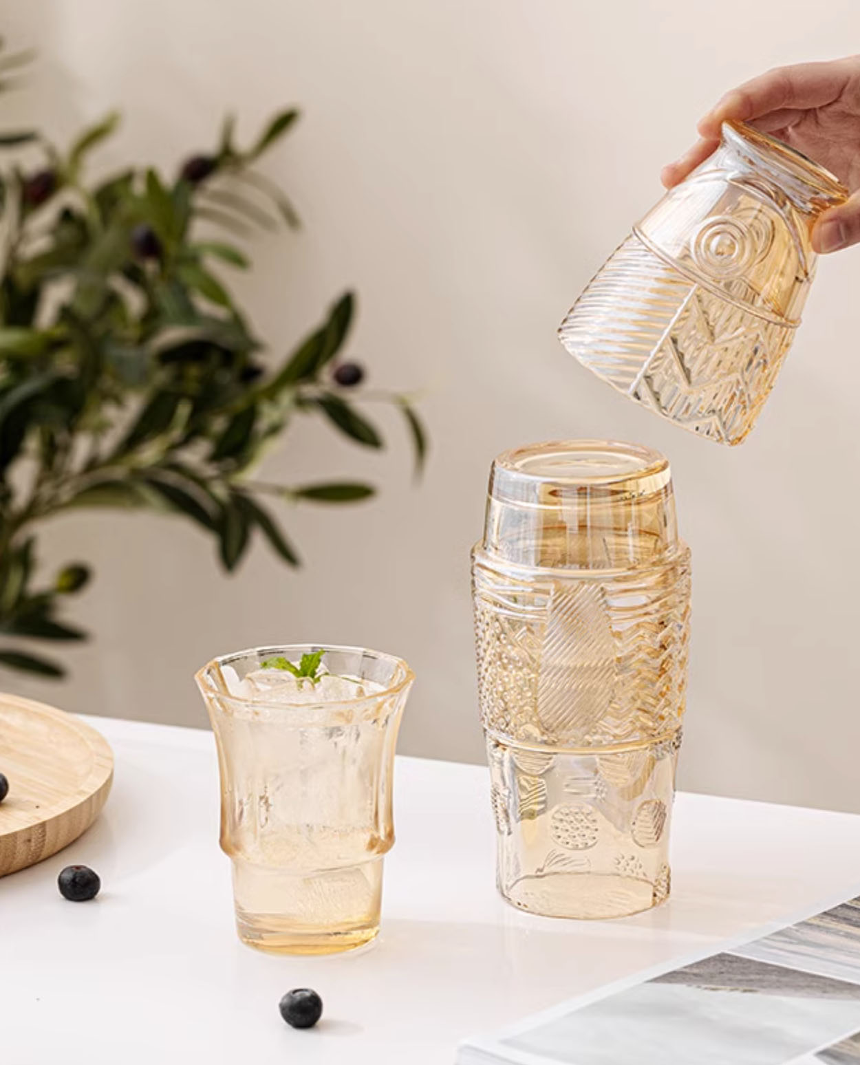 nordic koi fish amber glass set